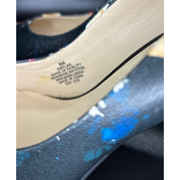 GUC Nine West "Flax" Black Floral Stiletto Heel Size 8 Medium - Picture 7 of 13